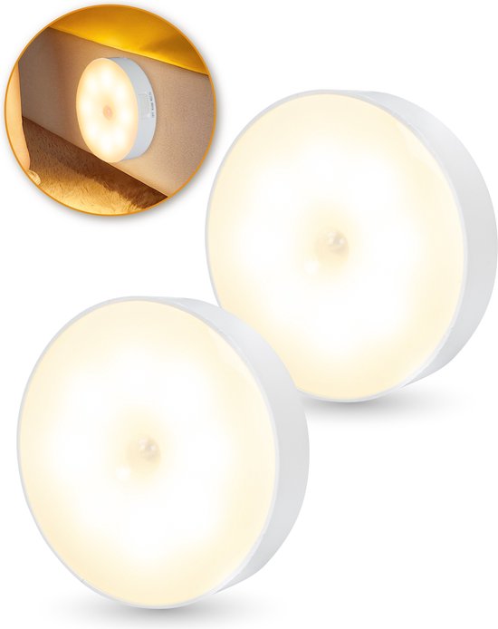 Nuvance - Draadloze Ledlamp - 2 Stuks - Warm Wit Licht - Magnetisch - Dag en Nacht Sensor - Usb Oplaadbaar - Kastverlichting – Wandlamp van Nuvance