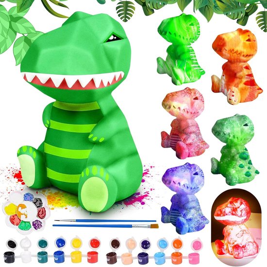 oCreon DIY Dinosaurus Schilderset 3D Beschilderbare Lamp en Nachtlampje voor Kinderen 6-12 Jaar van Merkloos