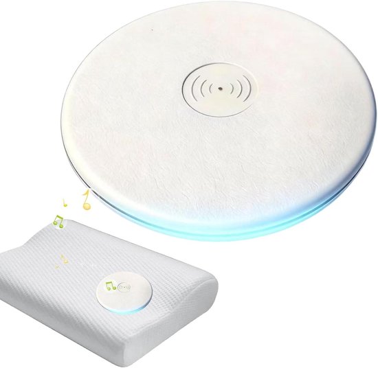 Onderkussen Luidspreker - Slaaphulp Geluidskussen - Rustgevend Slapen - Botgeleiding Technologie - 2 x 10 x 2 cm - Wit