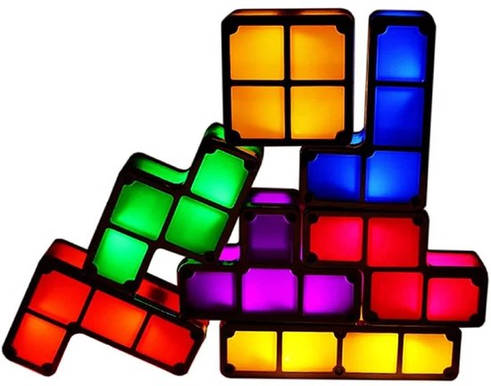 Oneay Stapelbaar nachtlampje, 7-delige doe-het-zelf LED-set met 7 kleuren, 3D-puzzel met sensor, in elkaar grijpende tafellamp, magische bouwblokken, gloeiende lampjes