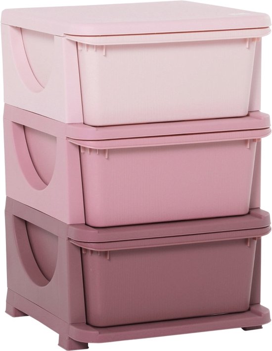 Opbergboxen - Ladekast met opbergdoos - Speelgoed organizer - Speelgoedkast - Roze - 37 x 37 x 56,5 cm van Zenzee