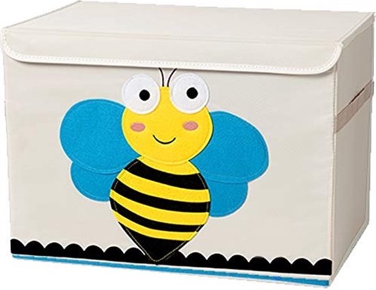 Opbergkist kinderen - Speelgoedkist - Leuke Bij - Opbergkist voor de babykamer - Wasmand Kinderkamer - Opbergen speelgoedmand - Wit - Geel