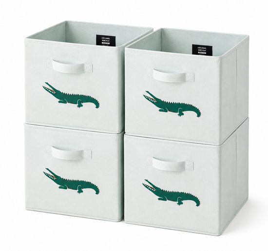 Opbergmand Kallax - Set van 4 Opbergboxen 33x33x33 cm - Speelgoed Opberger Kinderkamer - Opvouwbare Opbergdoos - Krokodil