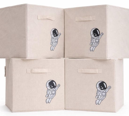 Opbergmand - Opbergmanden - 4 stuks - Kallax kast opberger - Speelgoed mand - 33x33x33 CM - Kinderkamer organizer - Astronaut
