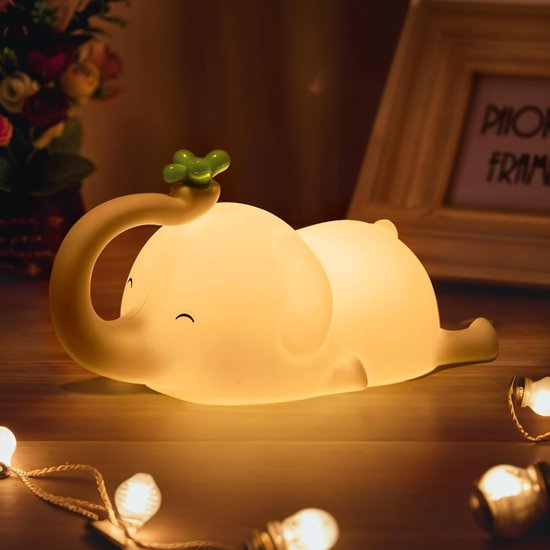 Oplaadbaar kindernachtlampje met 3 helderheidsniveaus, olifant LED siliconen nachtlampje, nachtlampjes voor slaapkamer, babykamer en bureau - Kerstnachtlampje van Zezzo