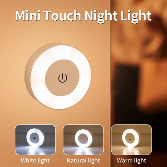 Oplaadbaar LED-nachtlampje – Bedlampje – Magnetisch minilampje – Draadloos dimbaar aanraaklampje – 3 kleurstanden voor slaapkamers, kinderkamers, gangen, kledingkasten en keukenkastjes – Set van 2 van Merkloos