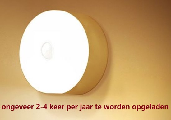 oplaadbaar nachtlamp met bewegingssensor -sensor- led - magnetisch -diameter 8.6cm - wit van Merkloos