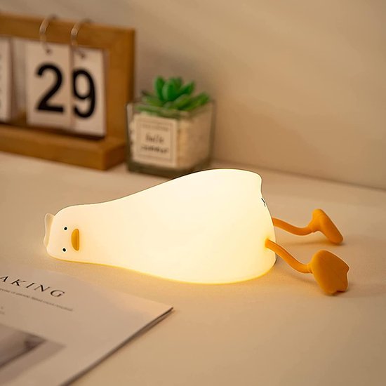 Oplaadbaar nachtlampje kinderen - Lazy Duck - Kinderkamer Nachtlampje - LED Voedernachtlampje - Touchbediening - Kinder nachtlampje - Nachtlampje kinderen - Draadloos - Nachtlampje baby – Bedlampje - voor thuis, reizen of stroomuitval