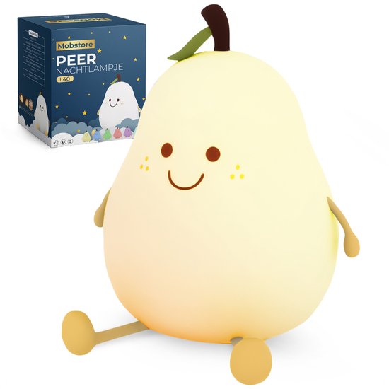 Oplaadbaar nachtlampje kinderen - Peertje - Touchbediening - 8 kleuren - Tijdfunctie - Wake-up Light - Sfeerlamp - Kinder nachtlampje - Slaapkamer - Babykamer verlichting - Nachtlampje kinderen - Dimbaar - Draadloos - Nachtlampje baby – Bedlampje van Merkloos