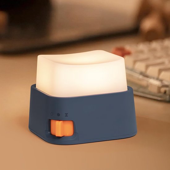 Oplaadbaar Nachtlampje - Toetsenbord Design - Draadloze Tafellamp met Traploos Dimbare Functie - Tot 150 Uur Batterijduur - Modern Led-nachtlicht voor Babykamer, Slaapkamer & Bureau - Touch Bediening - Blauw van Merkloos