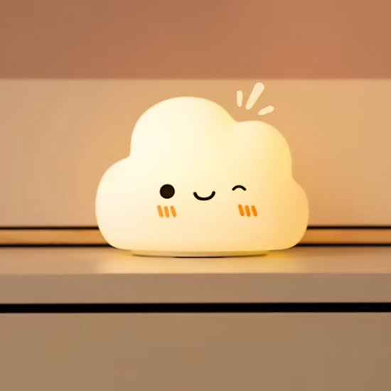 Oplaadbaar RGB Wolken Nachtlampje Voor Kinderen - Nachtlampje Baby - Dimbaar en Draadloos - Siliconen - Timer- en geheugenfunctie - USB Oplaadbaar Nachtlampje Volwassenen van Merkloos