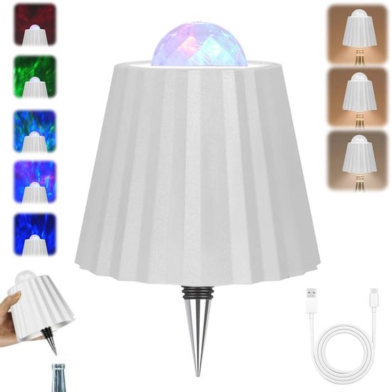 Oplaadbare Led-flessenlamp met Projector en Sterrenhemel - Dimbare USB-C Verlichting voor Fles, Tafel en Buiten