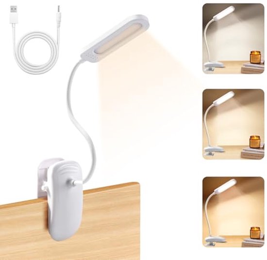 Oplaadbare Leeslamp met Klem - Flexibele Bureaulamp voor Kinderen - Dimbaar en 360 Graden Beweegbaar