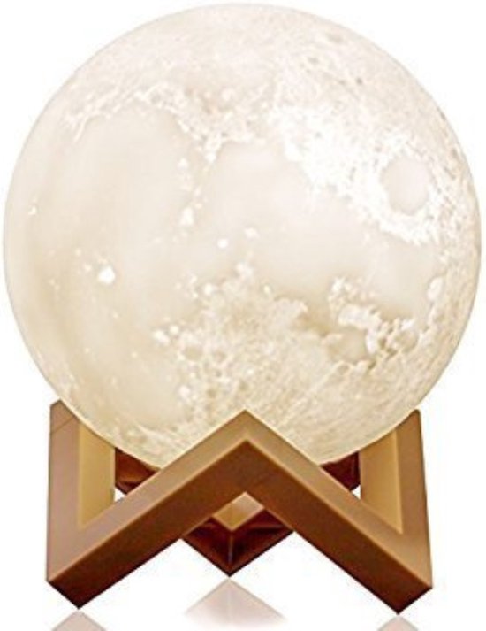 Oplaadbare Maan Lamp - LED Nachtlampje - Creatieve Touch Schakelaar - Maan Licht - Slaapkamer Decoratie - Verjaardagscadeau - 15 CM van Merkloos