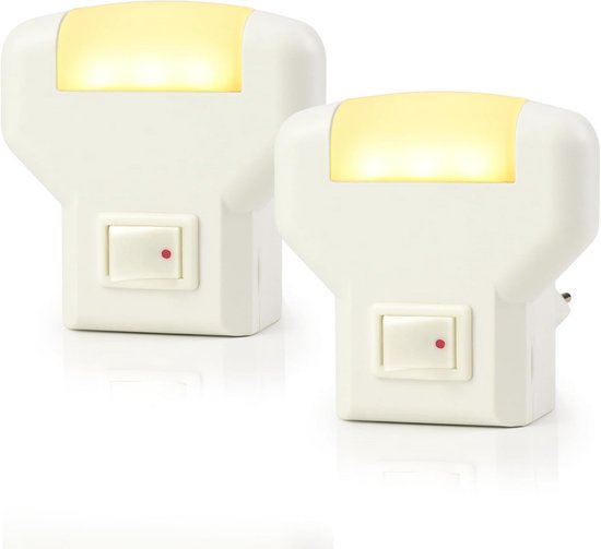 Oplaadbare Nachtlampje voor Stopcontact - Warm Wit Licht (3000K) met Aan/Uit Schakelaar - Ideaal voor Kinderkamer en Gang