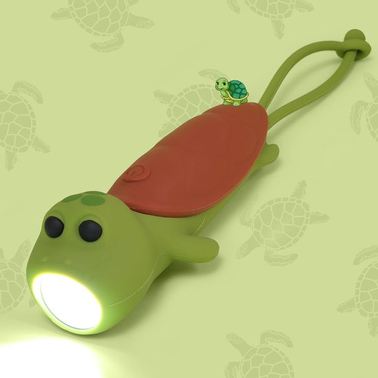 Oplaadbare siliconen zaklamp in de vorm van een schildpad, dimbaar nachtlampje om op te hangen, Geschikt voor kamperen, nachtwandelingen en gezinsgebruik, draagbare zaklamp met dierenthema.
