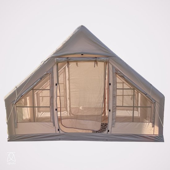 Opula Tents Nomad Nest 3 - 100% opblaasbare glamping tent - Sand - 3 personen - 2 x 3 x 2,1 meter (lxbxh) - Doek 420D Oxford - 35% katoen 65% polyester - vloer dik PVC kuipzeil van Opula