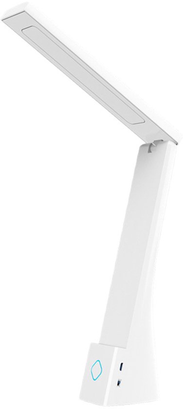 Opvouwbare LED Bureaulamp Met USB Oplaadbare Batterij - Tafellamp Voor Lezen En Studeren - Dimbare Leeslamp Voor Bureau Nachtkastje Slaapkamer En Kinderkamer - Snoerloos Of Met Adapter Te Gebruiken - Ruimtebesparend En Verstelbaar - Wit