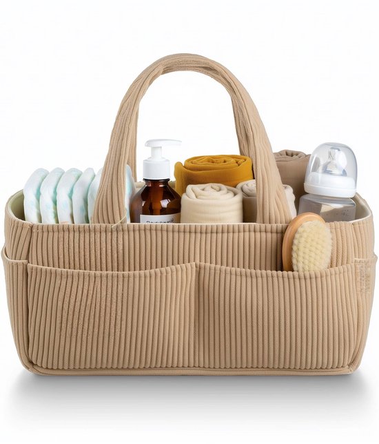 Organizer voor luiers en babyspullen voor op de commode – Stijlvolle opbergmand voor de baby, onmisbaar voor pasgeborenen, perfect als kraamcadeau of voor op de geboortelijst, geschikt voor jongens en meisjes