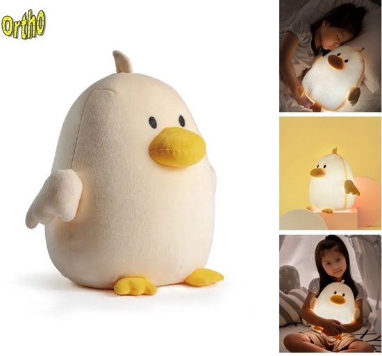 Ortho® - Pluche Nachtlamp - Knuffel met Licht - Eend - Geel van Ortho