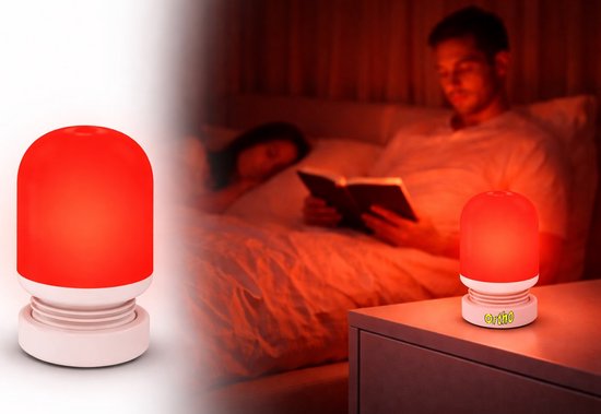 Ortho® - Rood licht nachtlampje - Druklampje - USB-C oplaadbare lamp - 9cm Hoog - Nachtlampje volwassenen - Kinder nachtlampje - Sfeerlamp - Dimbaar - Wit