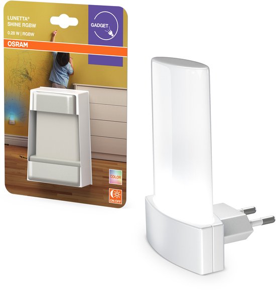 OSRAM RGB-socket nachtlampje, RGB-kleurverandering, daglichtsensor, 2700-6000K, 0,28W, wit, beschermingsklasse IP20, voor kinderkamers en woonruimtes van Merkloos