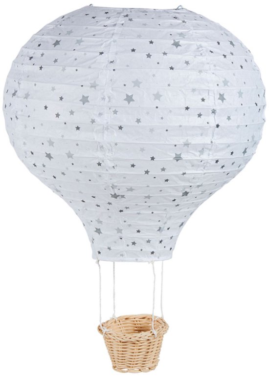 Ostaria hanglamp luchtballon - kinderkamer - wit - kunststof - D30 x H45 cm - lampion lamp