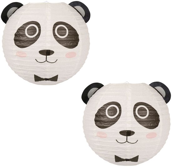 Ostaria Japanse bol lampion - 2x - Panda thema - D35 cm - Sint Maarten lampion - Tuinfeest - Versiering - Kinderfeestje van OSTARIA