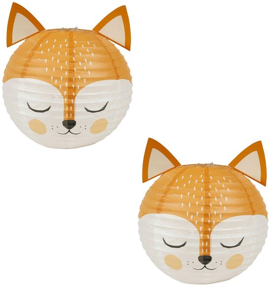 Ostaria Japanse bol lampion - 2x - Vos thema - D35 cm - Sint Maarten lampion - Tuinfeest - Versiering - Kinderfeestje
