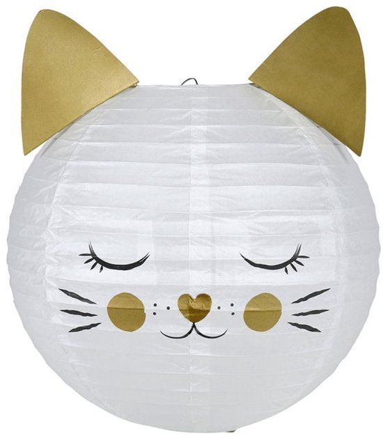 Ostaria Japanse bol lampion - Kat/Poes thema - D35 cm - Sint Maarten lampion - Tuinfeest - Versiering - Kinderfeestje van OSTARIA