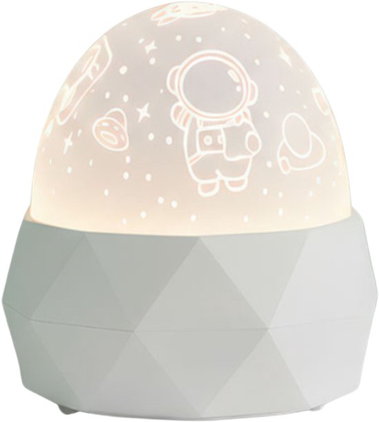 Ostaria Nachtlamp sterrenhemel / astronaut - wit - 12 x 10 cm - oplaadbaar - kinderkamer lampje