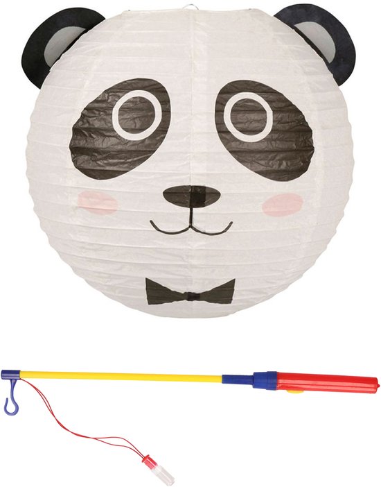 Ostaria Set Japanse bol lampion met stokje - panda thema - lichtje - sint maarten - lampion - versiering van OSTARIA