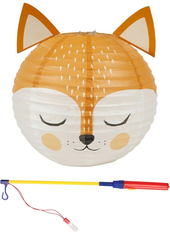 Ostaria Set Japanse bol lampion met stokje - vos thema - lichtje van OSTARIA