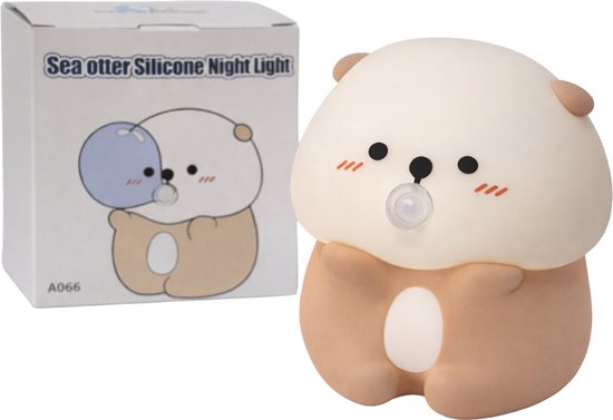 Otter Nachtlampje Kinderen – Dimbaar Siliconen Nachtlampje met Timer – USB-C Oplaadbaar – Kinderlamp voor Slaapkamer van GizmoBibi