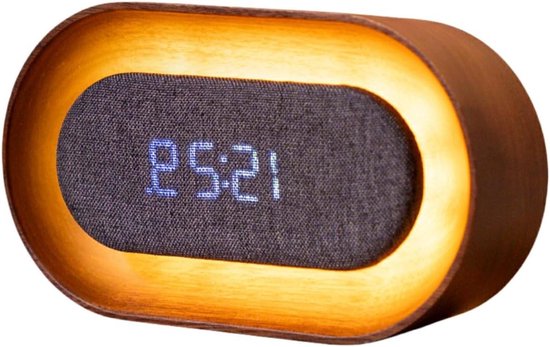 Ovale Wekker - Houten Klok - Wakker Worden - Touch Bediening - Niet gespecificeerd - Walnoot