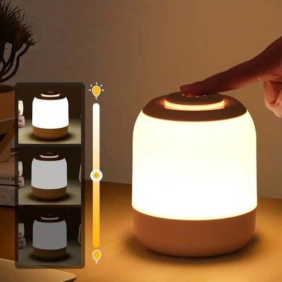 OYLCDI Nachttischlamp LED Nachttischlamp LED Nachtlicht - Dimbaar Sfeerlamp - LED Vast Geïntegreerd - Wit Licht - Warm Licht - Neutraal Licht - Met Batterij - USB Oplaadbaar - Met Touch-Sensor - Draagbaar Nachtlampje Voor Kinderen/Volwassenen van Merkloos