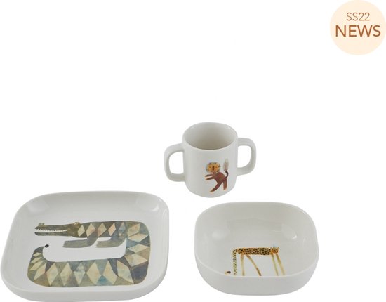 OYOY Moira Kinderservies set Crocodille Gustav - Servies kind - Offwhite van OYOY