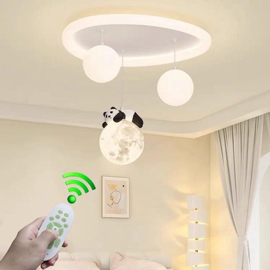 Panda Plafondlamp - Kinderlamp LED - Kamer Verlichten - Dimbare Kleurtemperatuur - 10-15㎡ - Wit