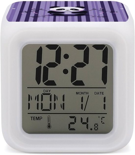 Panda Wekker - Digitale Klok Slaaptraining Klok - Kamer Verlichten - 7 Kleuren Veranderend