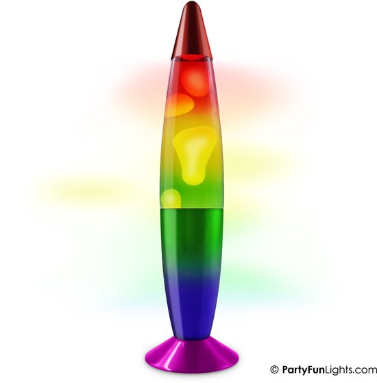PartyFunLights - Lava Lamp Regenboog look - LED - 34 cm - Lavalampen sfeerlichting - Nachtlampje voor kinderen 6+