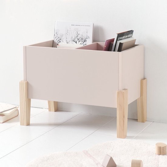 Petite Amélie ® Speelgoedkist Kinderen - Roze - Opbergkist met 2 Vakken - Genoeg Ruimte voor alle favoriete Boeken, Speelgoed of Knuffels - H.38x B.53x D.31,5 cm