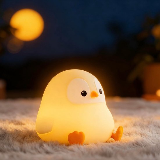 Pinguïn nachtlampje voor kinderen - Oplaadbaar pinguïnontwerp - Siliconenmateriaal van voedingskwaliteit - Dimmen met aanraakbediening - Grijs pinguïnontwerp - Perfecte dierendecoratie voor de babykamer - Schoencadeautjes sinterklaas van Merkloos