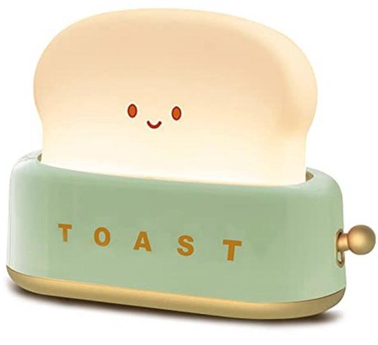 PKKP Toast-nachtlampje voor kinderen, schattig led-nachtlampje met USB-oplaadbaar en timer, draagbare bedlampje voor tieners, meisjes, jongens, dames (groen) van Merkloos