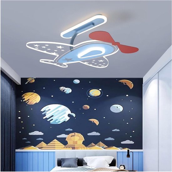 Plafondlamp Kinderkamer - Vliegtuig Lamp - Decoratieve Verlichting - Oogbeschermend Acryl - 50 cm Diameter - Blauw