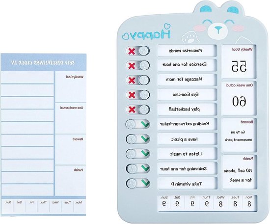 Planner Bord - Gedragskaart Kinderen - Taken Plannen - Herbruikbaar Ontwerp - 21.5 cm - Blauw