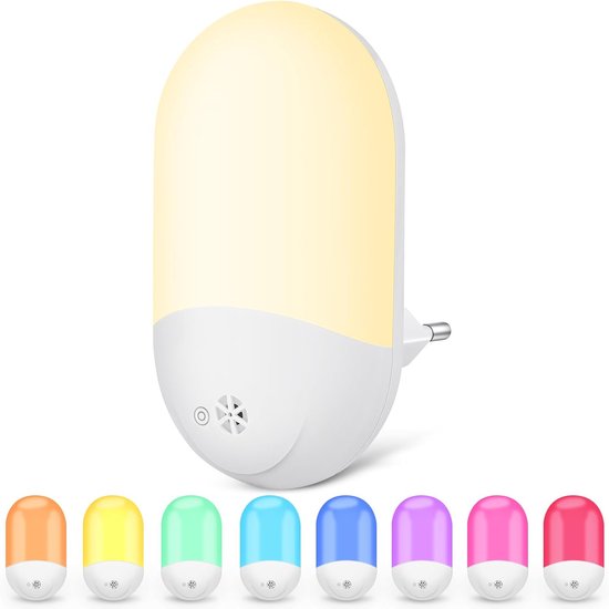 Plug-in Nachtlamp met Schemersensor - RGB Aanraakbediening & Automatische Dimfunctie - Ideaal voor Kinderkamer en Overloop van FOXX ProjectⓇ
