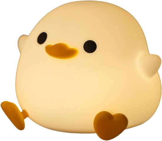 PolkaHome® Eend Nachtlampje Kinderen – USB Oplaadbaar – Dimbaar 2 Lichtstanden – Touch & Knijp Bediening – Siliconen LED Lamp – Met Timer – Baby & Kinderkamer van Merkloos