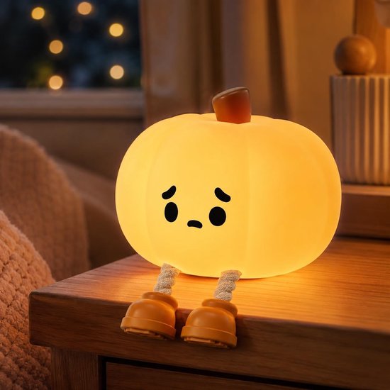 Pompoen nachtlampje - Halloween lamp decoratie cadeaus siliconen oplaadbare nachtlamp met aanraakgevoelige dimfunctie, nachtlampje voor de kinderkamer van Flintry