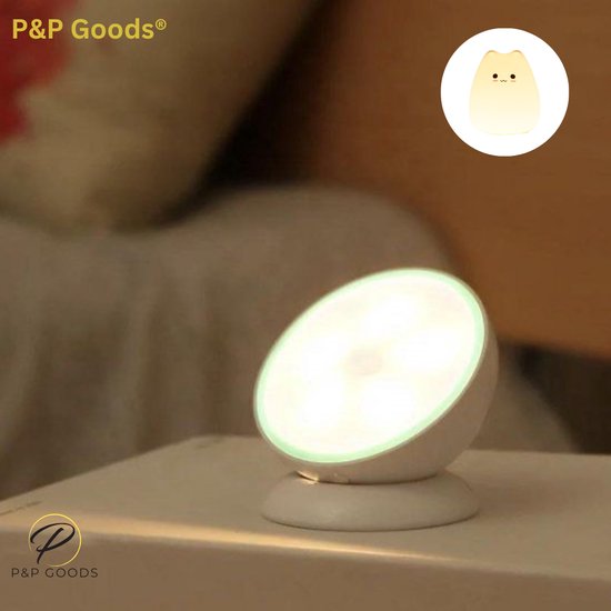 P&P Goods® Draadloos Nachtlampje voor kinderen en & volwassenen - Oplaadbaar - Bewegingssensor - Kinderkamer Leeslamp - Toegankelijk in gebruik - Smartlamp - Kindveilig van Merkloos