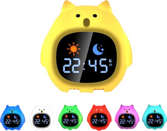 Practics Slaaptrainer Met White Noise & Nachtlampje In 9 Kleuren - Kinderwekker Met Week/Weekend-Modus & Snooze Functie van Practics